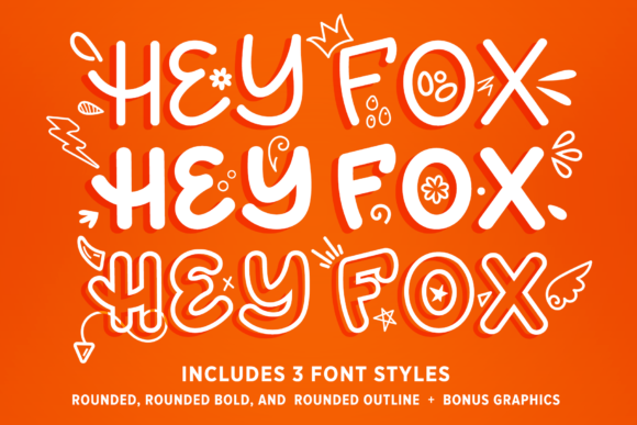 Hey Fox Rounded Font Trio for Crafters